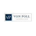 von poll immobilien logo mit dunkelblauem monogramm