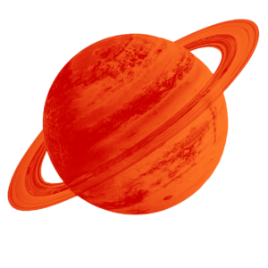 planète orange texturée aux anneaux inclinés