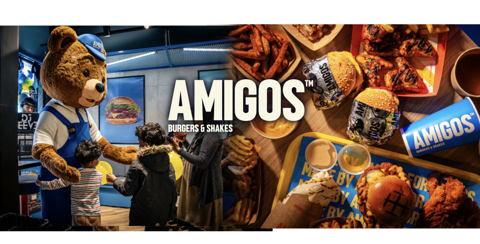 amigos family burgers, shakes and mascot fun