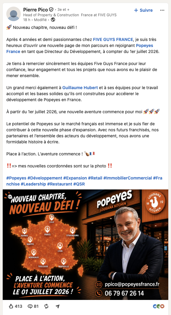 popeyes france : nouveau chapitre, développement franchises