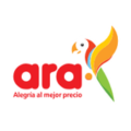 ara: logo con pájaro multicolor y sonrisa verde
