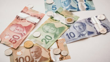 dollars canadiens : billets et pièces colorés