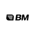 logotipo bm minimalista en blanco y negro