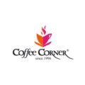logotipo rincón del café: taza con hojas y vapor