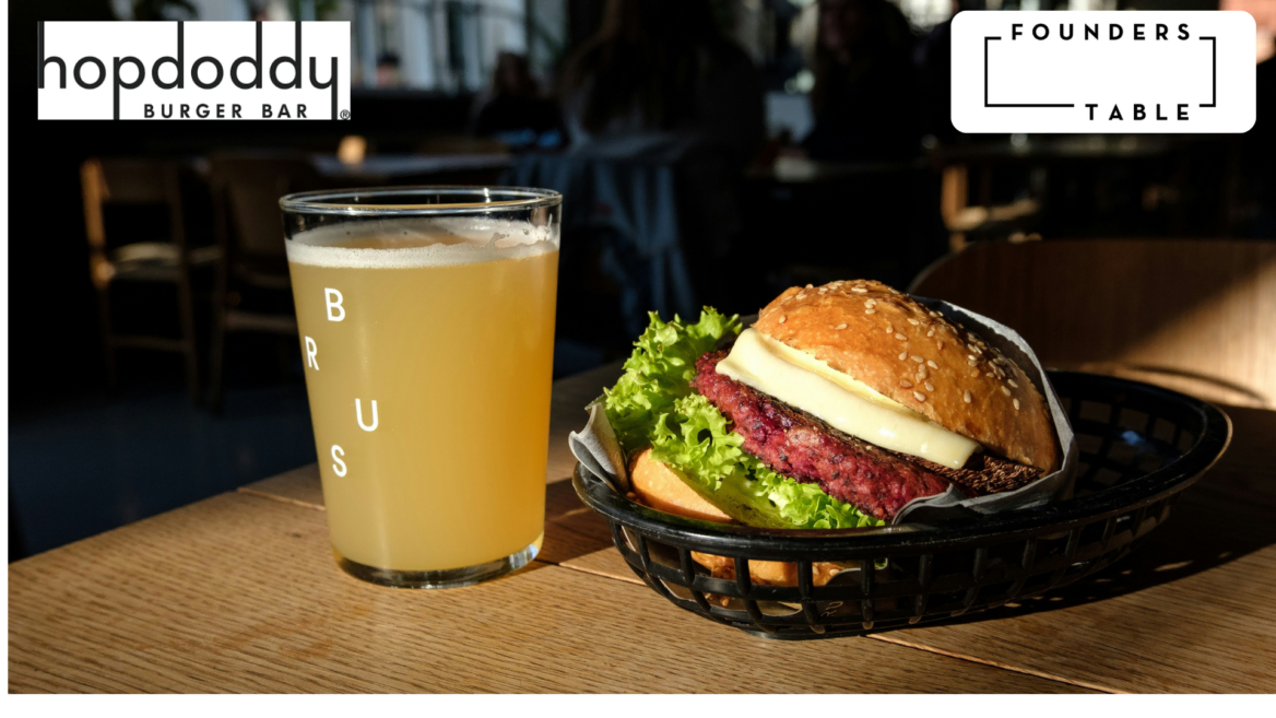 burger bar cheeseburger with hazy pale ale