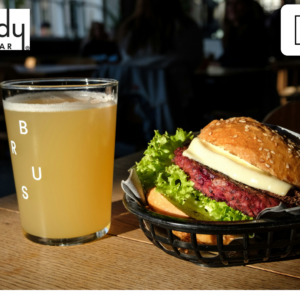 burger bar cheeseburger with hazy pale ale