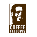 coffee fellows vintage logo with smiling portrait