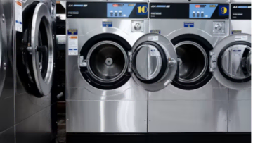 commercial front loading washing machines with open doors