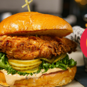 crispy fried chicken sandwich on brioche bun