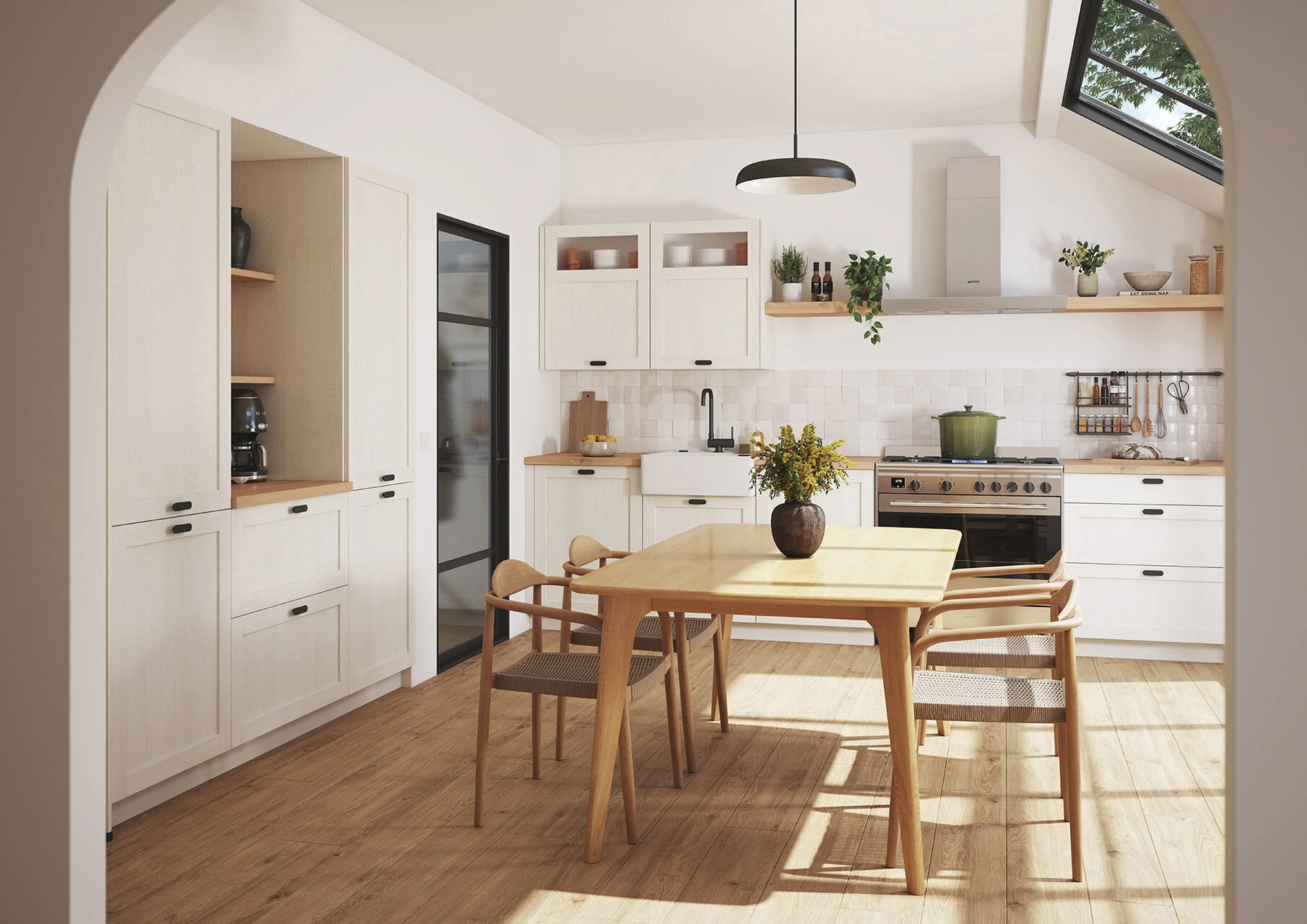 cuisine scandinave lumineuse avec Évier fermier