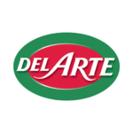 logo delarte ovale rouge et vert stylisé