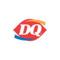 logo dq ovale rouge moderne avec arcs orange et bleu