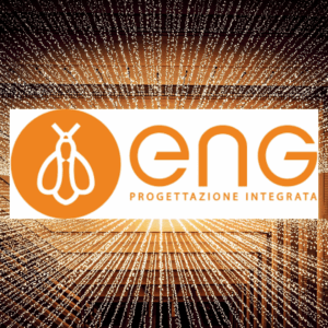 logo eng arancione su tunnel di luci calde