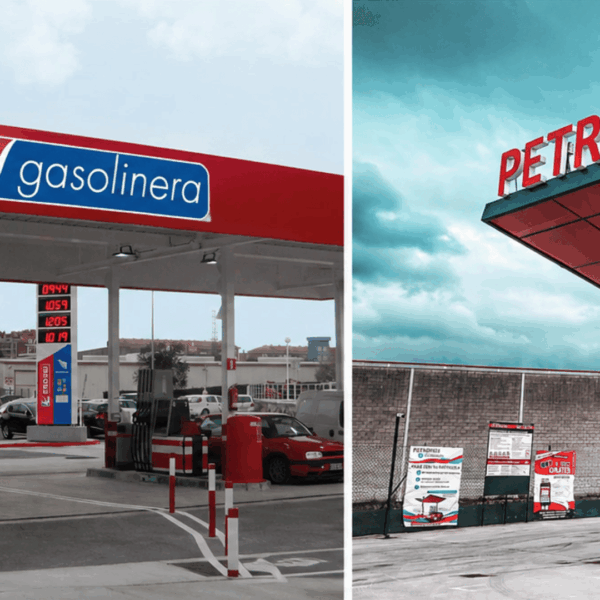 gasolineras eroski y petroprix en entorno urbano