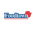 foodtown logo: blue serif wordmark with red flag