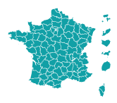 carte silhouette de la france découpée par départements