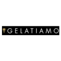 logotipo minimalista de gelatiamo en oro y blanco