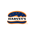 logo harveys : hamburger orange et bleu marine