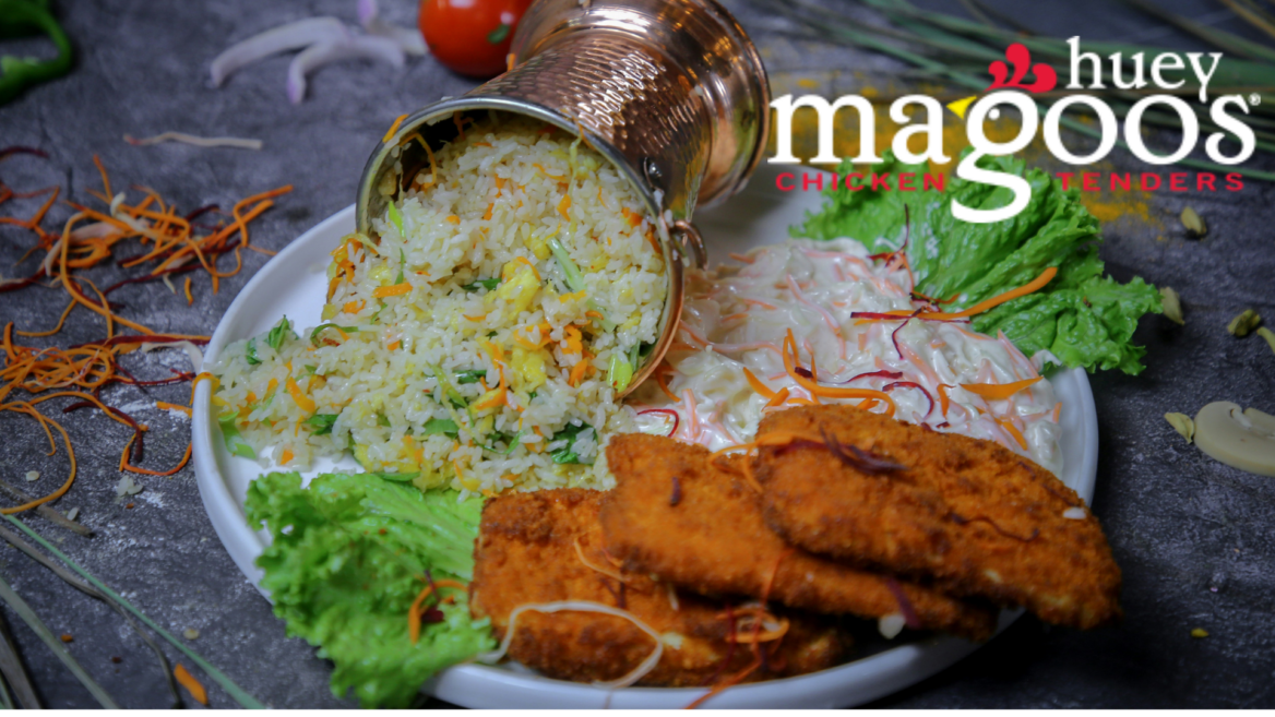 crispy chicken tenders with vegetable fried rice