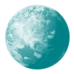 globe turquoise stylisé aux lumières côtières