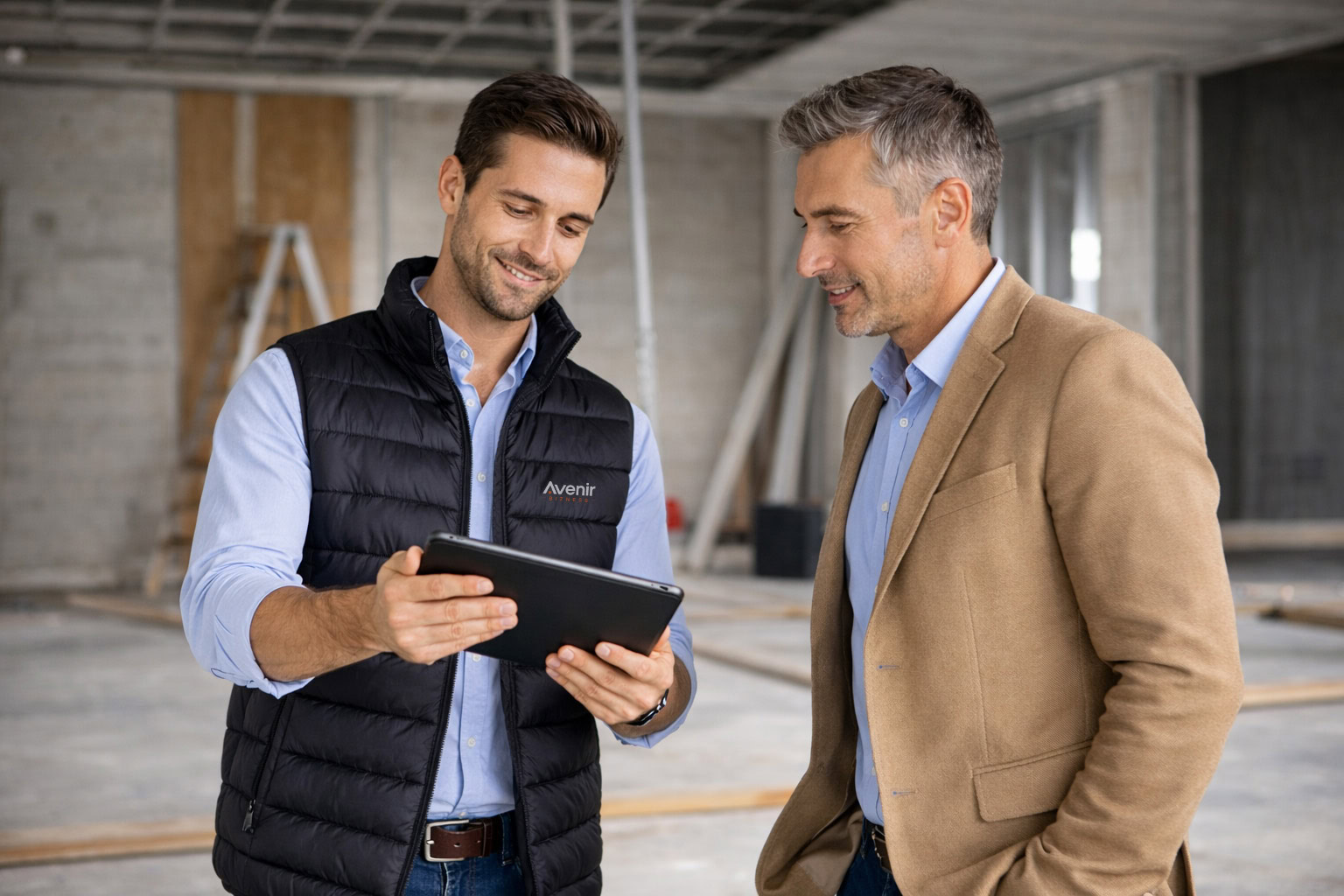 inspection de chantier numérique avec tablette