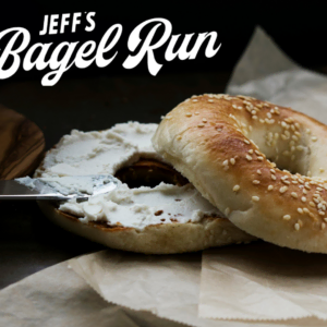 jeffs toasted sesame bagel with cream cheese