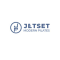jetset modern pilates logo — blue geometric monogram