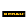 logo kebah! amarillo sobre fondo negro