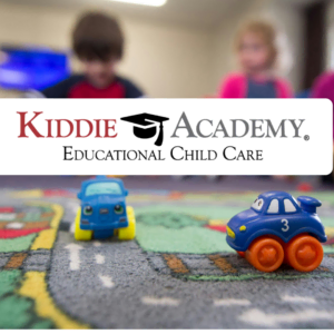 kiddie academy childcare playroom with toy cars