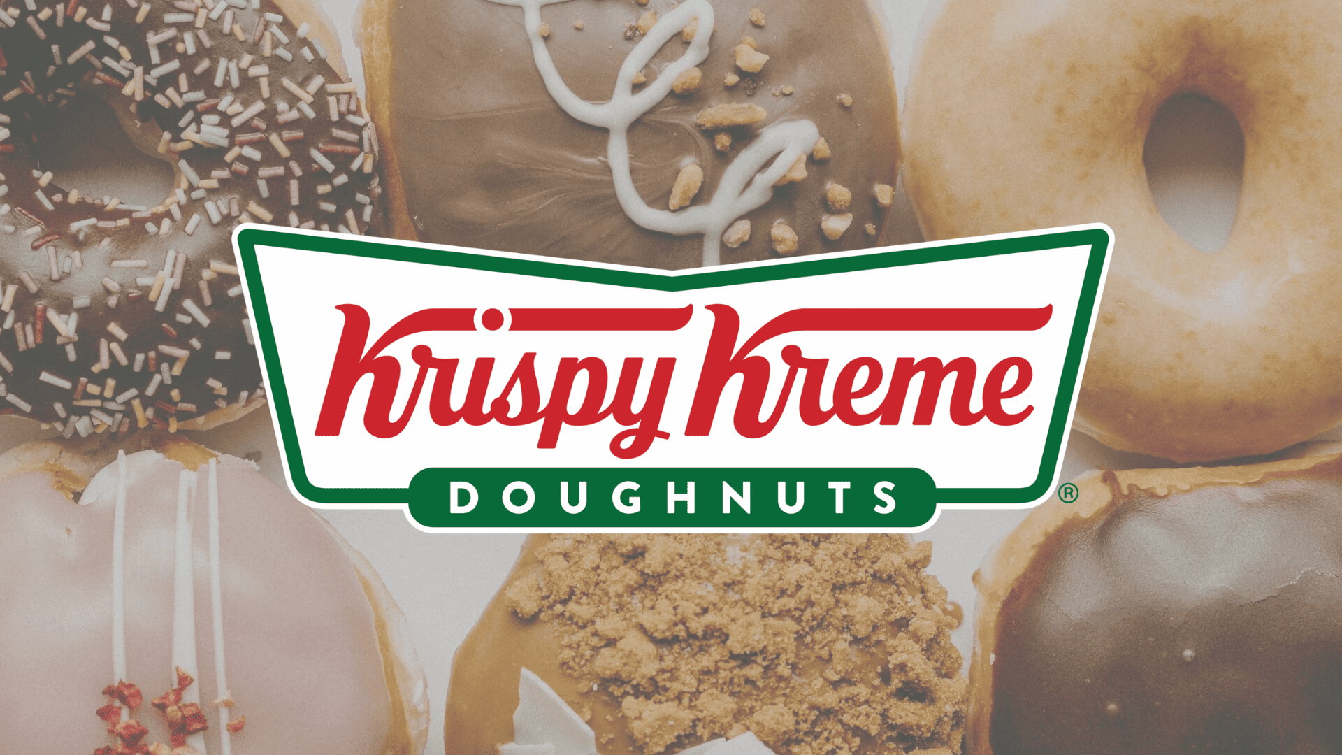 krispy kreme – logo centré et beignets gourmands