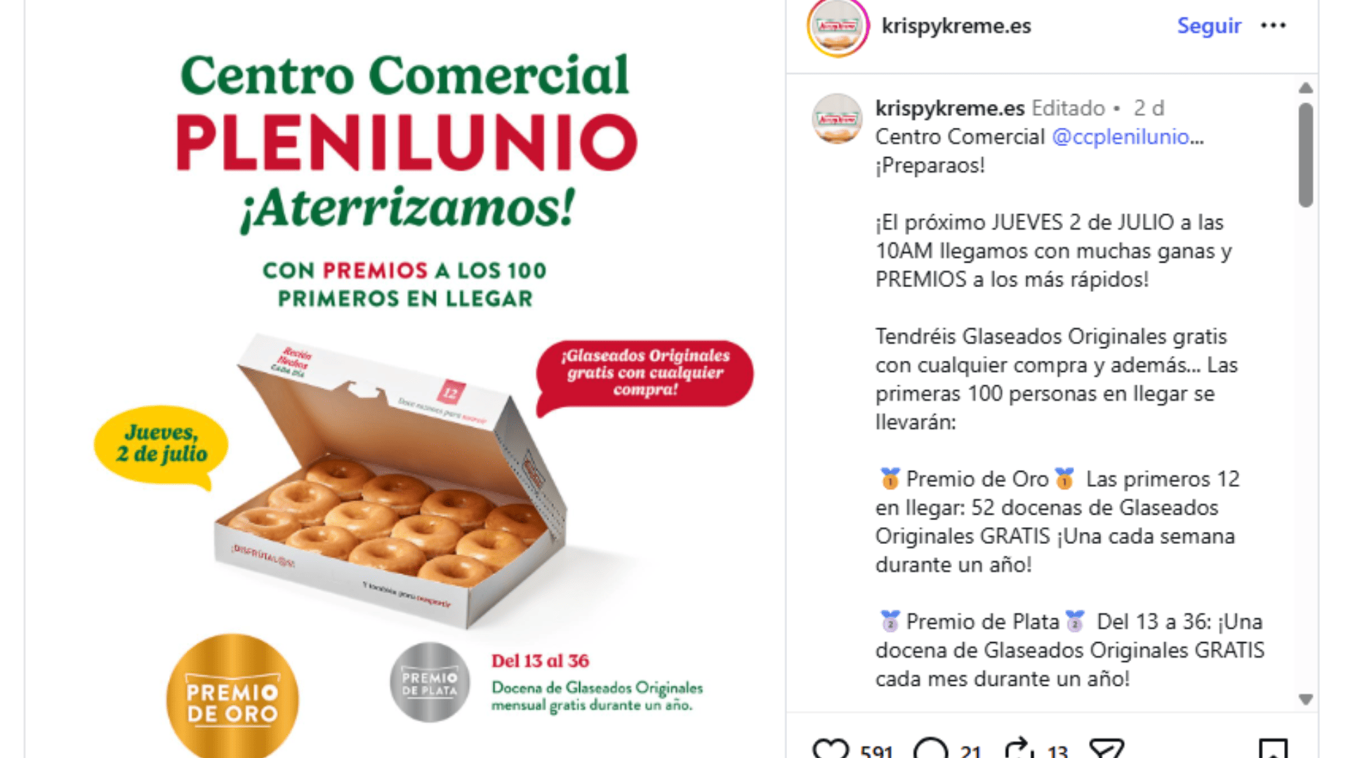 krispy kreme en plenilunio: donuts gratis y premios