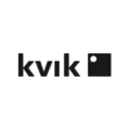 kvik logotipo minimalista con cuadrado negro y punto blanco