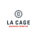 logo la cage — emblème circulaire bleu marine et orange