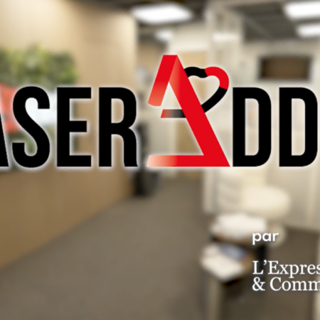 logo laser addict flottant sur accueil esthétique