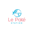 logo le poké station: poisson, feuille, turquoise et corail