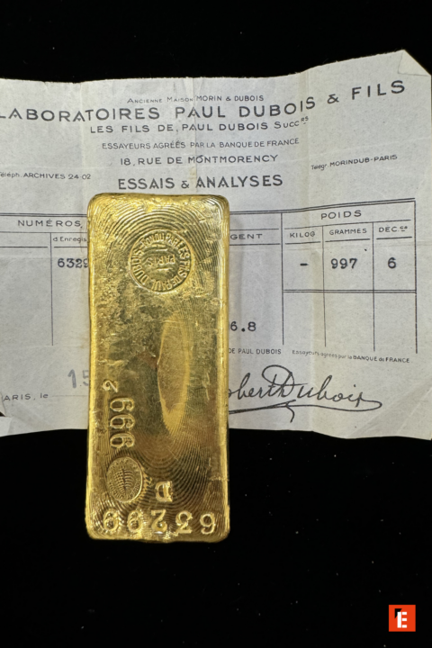 lingot dor 999 certificat dessai ancien