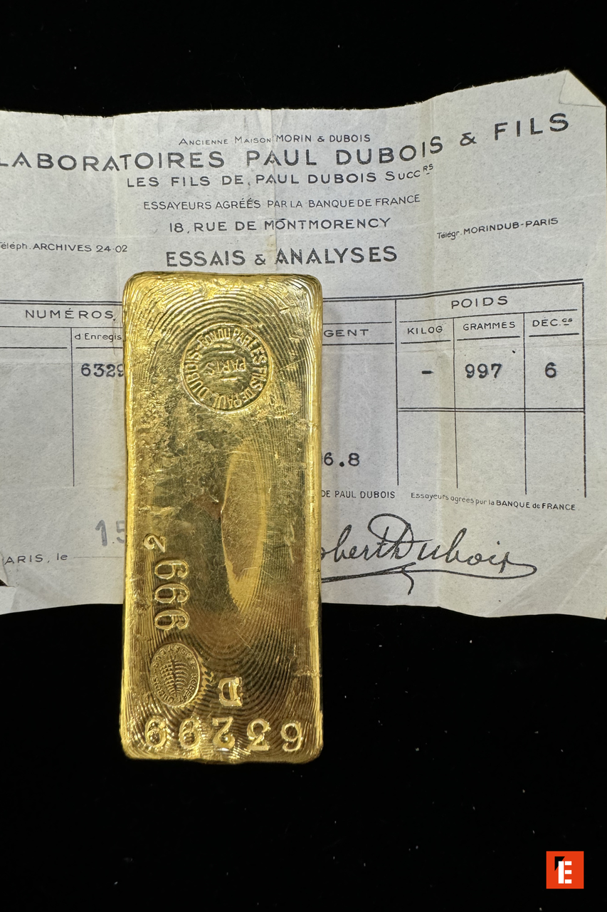 lingot dor 999 certificat dessai ancien