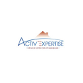 logo consulting bleu et orange — emblème toit stylisé