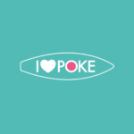 logo amo il poke minimal turchese cuore rosa