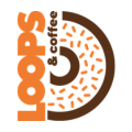 logo loops: rosquilla y café moderno