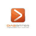 logo orange carré brillant avec chevron blanc