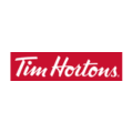 tim hortons: logotipo cursiva blanca sobre fondo rojo