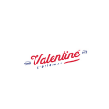logo script rouge avec ruban bleu minimaliste