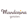 logotipo mandarina jardín: manuscrito naranja y marrón