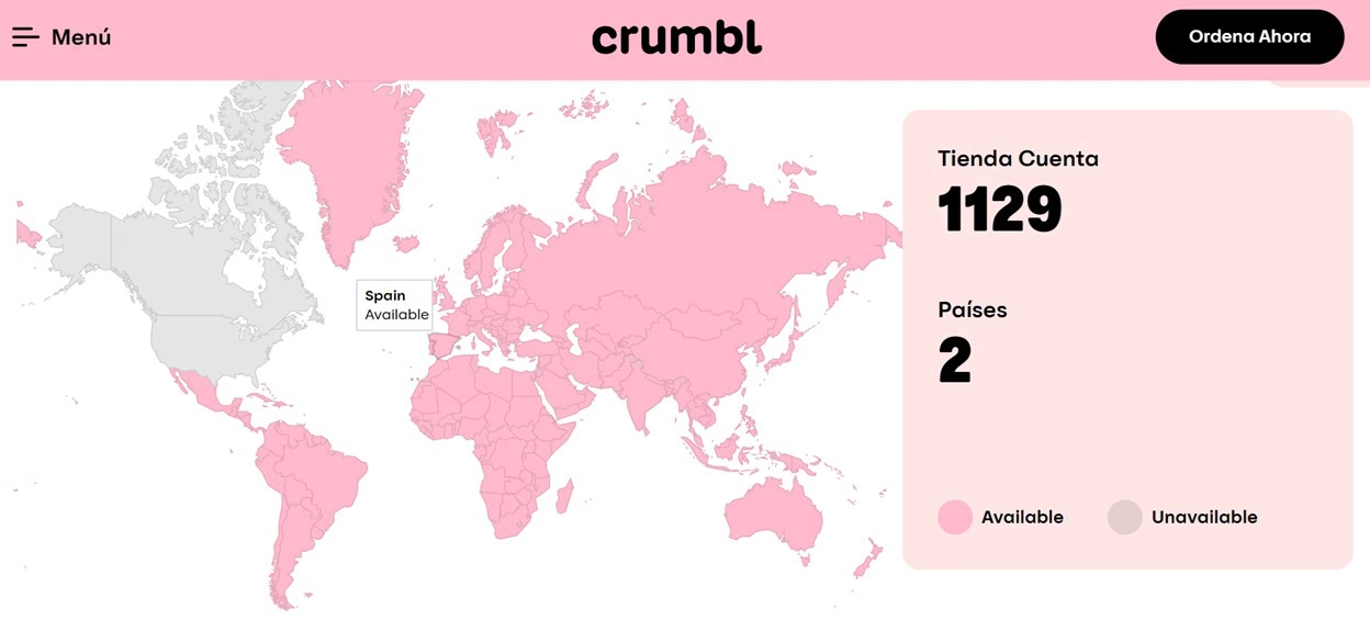 mapa de disponibilidad de tiendas crumbl en españa