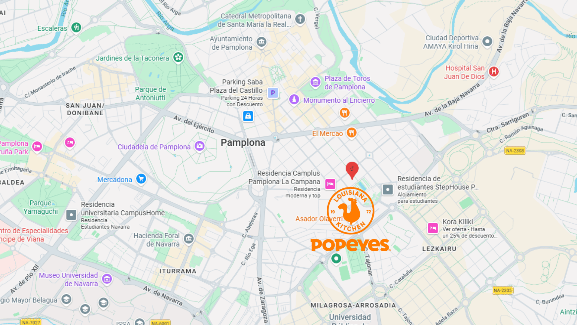 nueva apertura popeyes en pamplona centro junto a la ciudadela