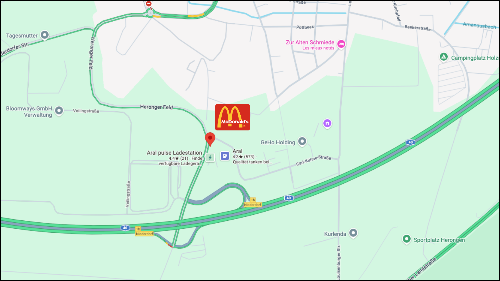 mcdonalds an der a40 niederdorf mit aral ladestation