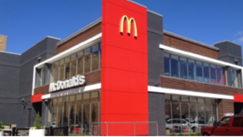 modern mcdonalds corner with golden arches