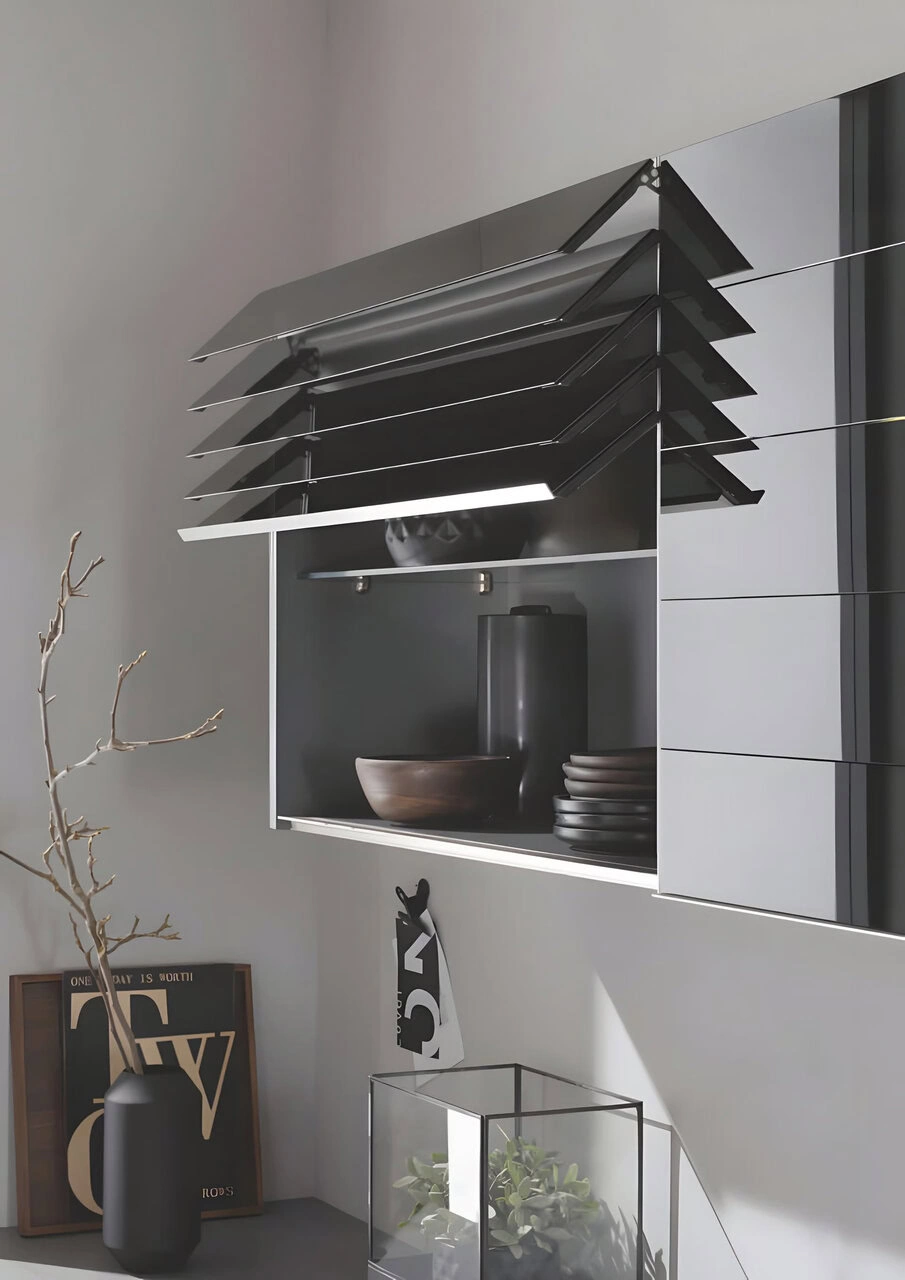 minimalist glossy louvred wall cabinet