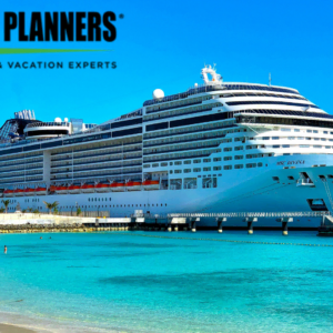 msc divina docked by turquoise waters